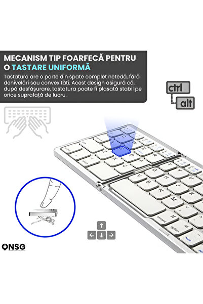 ONSG TouchKey Ultra by ONSG® Foldable Bluetooth Keyboard, Ultra-Slim Portable, 2-Click Touchpad