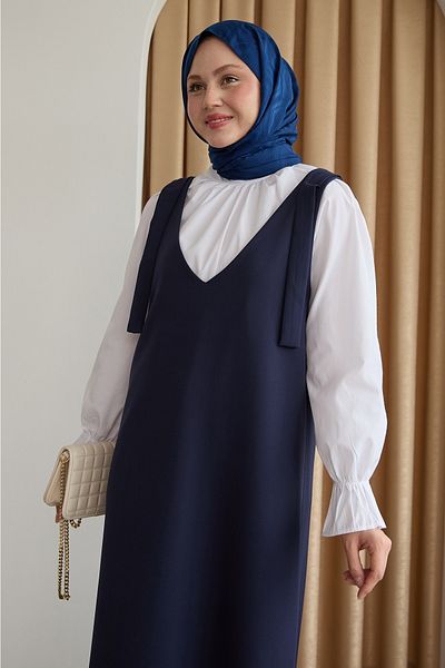 InStyle Double Crepe Jile Navy Blue Dress