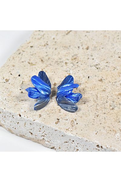 NARRU NARRU earrings, handmade, butterfly-shaped, in shades of blue and silver, Sierra 04