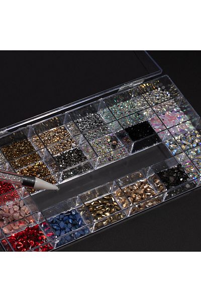 LUXORISE Crystal Blossom Nail Crystals, Set of 20 designs