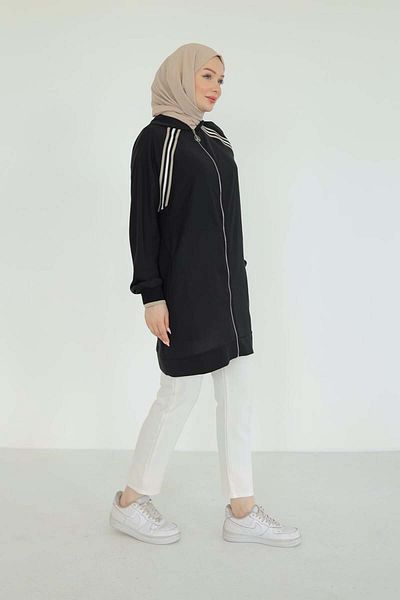 Armine Armi̇Ne Trend Full-Length Zippered Hooded Tuni̇K