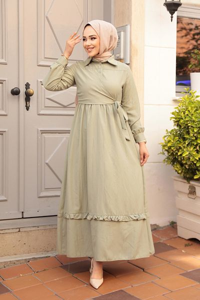 N.S NEVA STYLE Φόρεμα Hijab με λεπτομέρεια με δέσιμο 6205FY