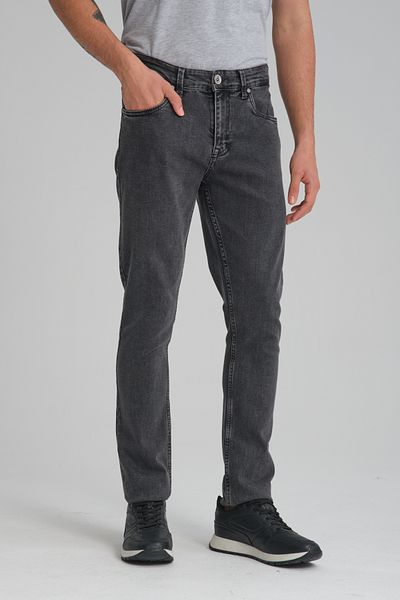 muzzo jeans Pantaloni slim din denim gri deschis cu talie înaltă