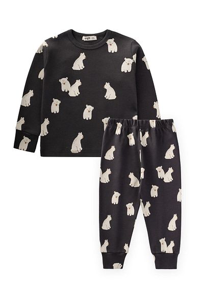 Cigit Set pijamale imprimate 1-5 ani Antracit