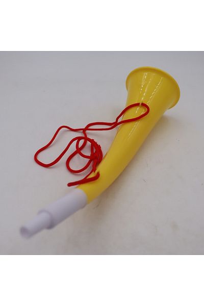 dalimag Curved Horn, Vuvuzela, Horn Type, For Parties, Events, Yellow, White Tip, 27 cm