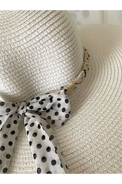 Petek Collection Straw Beach Hat with Bow Ribbon Accessories