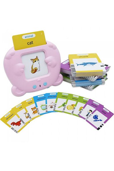dalimag Jucarie Montessori pentru copii, Set invatare cuvinte limba engleza cu cititor de carduri flash, 224