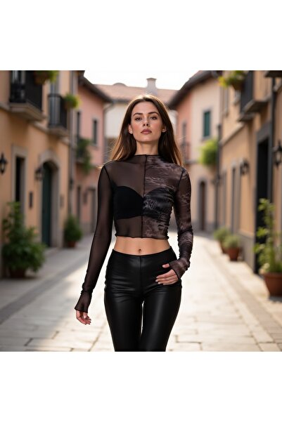 Dresscholic GRİ SİYAH transparan body