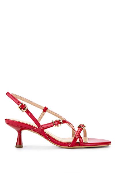 Tamer Tanca Women's Genuine Leather Red Patent Leather Heeled Shoes