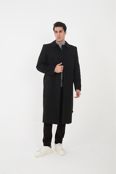 LEBS Men's Full Length Cashmere Coat with Belt