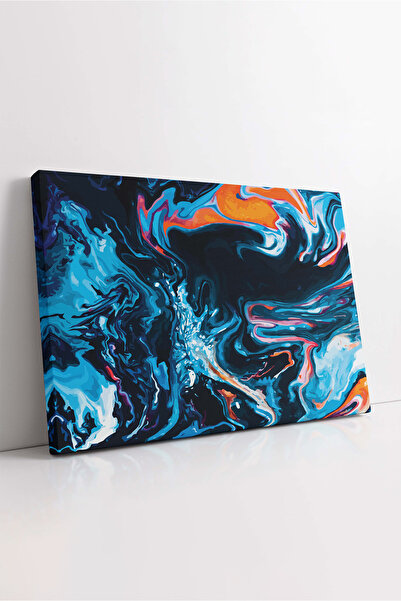 KOSS Dijital Tablou de pânză albastru negru, pânză decorativă neagră, pictură...