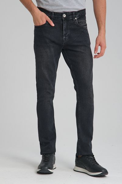 muzzo jeans Pantaloni slim din denim gri închis cu talie înaltă
