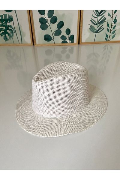 Petek Collection Straw Fedora Unisex Panama Hat 58 cm