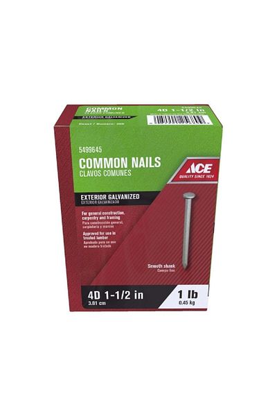 ACE 4D Hot-Dipped Galvanized Steel Flat Head Common Nails Silver 1.5inch