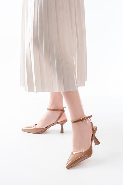 lavish Gold St-004 Mink Patent Leather Daily 7 cm Heeled Shoes