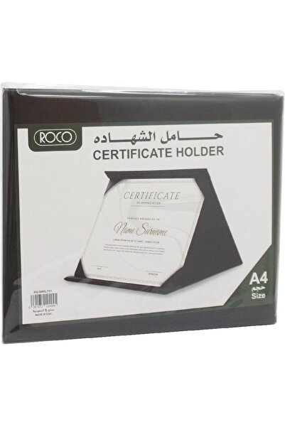 Roco حامل شهادة - A4، إطار من الجلد الإسفنجي/PVC، أسود