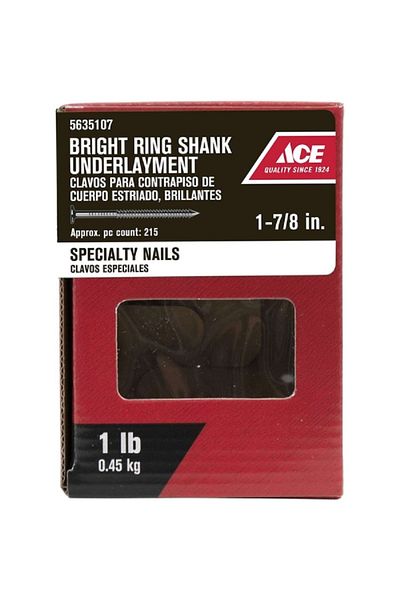 ACE Bright Ring Shank Underlayment Specialty Nails Silver 1-7/8inch