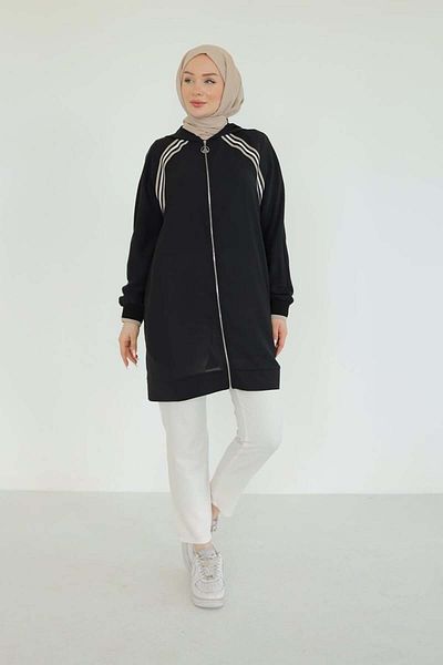 Armine Armi̇Ne Trend Full-Length Zippered Hooded Tuni̇K