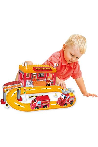 DEDE Toy Fire Truck Road 47 Piece Set 03323