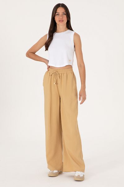 U.S. Polo Assn. Women's Camel Loose Relax Fit Canvas Trousers 50300357-Vr015