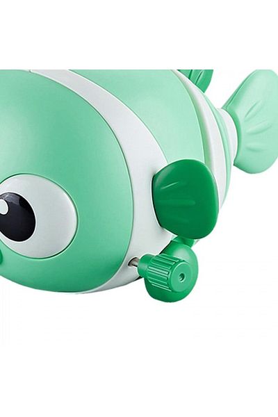dalimag Children's Toy - Fish Model, Wheel Goes Forward, White/Green, 9 cm