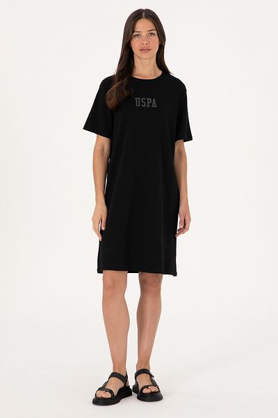 U.S. Polo Assn. Women's Black Crew Neck Mini Length Knitted Dress 50306431-Vr046