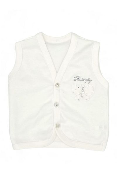 Ege Bebek Baby Girl Butterfly Embroidered Buttoned Seasonal Combed Cotton Vest