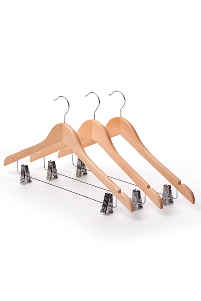 UnicUtil Set 20 Umerase din Lemn, Unic Hangers, din lemn de artar cu Clip Metalic