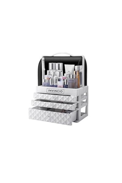 INVINCIO Cosmetic Organizer Invincio Luxury, 4 storage spaces, 3 drawers, dust-resistant, large capacity, sli