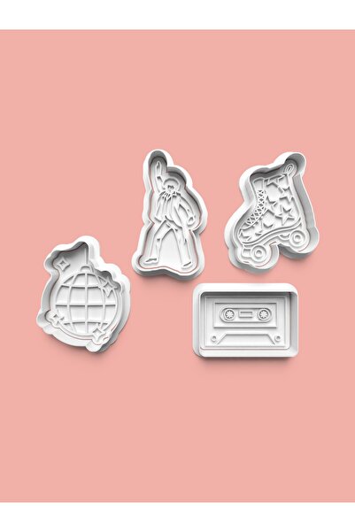 AKTASTORE قالب بسكويت بتصميم حفلة الديسكو وقالب عجينة السكر، مجموعة من 4 قطع ...