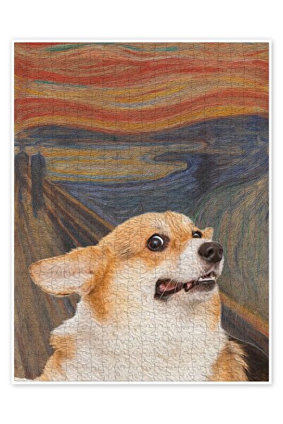 Jeronkarji Çığlık - Corgi 500 Parça Puzzle Yapboz Kedi Köpek Temalı Doğa ve O...