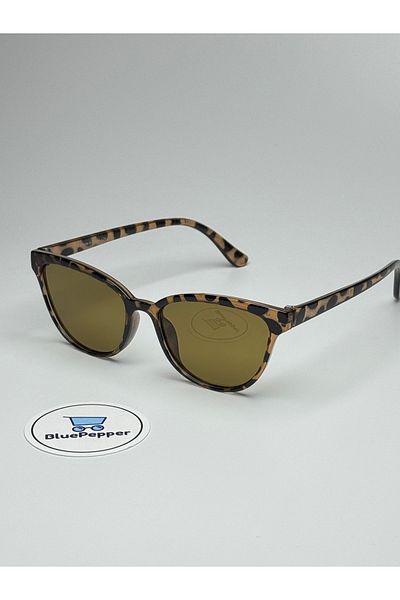 BluePepper Talia Leopard Sunglasses Brown Glass Colored Cateye Model