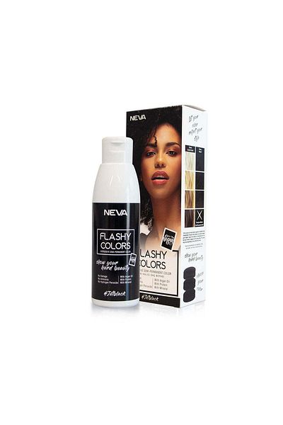 Neva Flashy Colors Jet Black, Semi-permanent hair color, intense black, 100% vegan, Neva, 100 ml