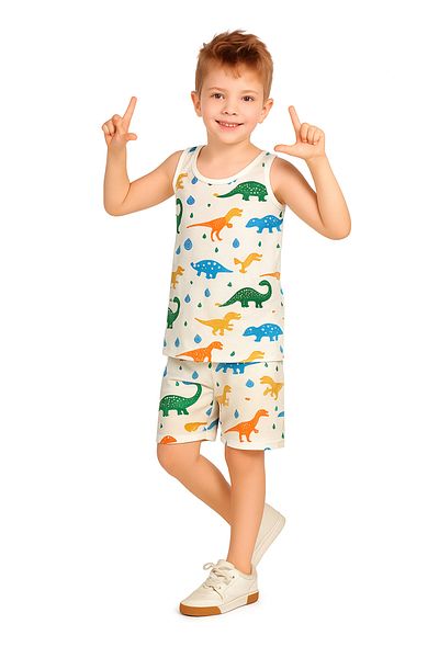 CiciTime Çocuk Modası Girls and Boys 2-11 Years Old Cotton Anti-Sweat Undershirt Boxer Set