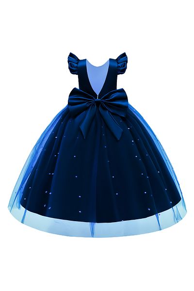 NSMLİFE Girls' Long Pearl Dress Birthday Graduation Dress Prom Dress