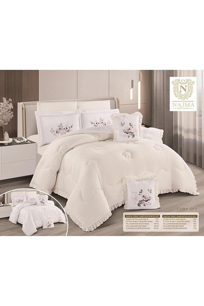 NAJAH Plain double-sided double bed sheet, 5 pieces, 120 x 200 cm bed, 180 x 230 cm quilt