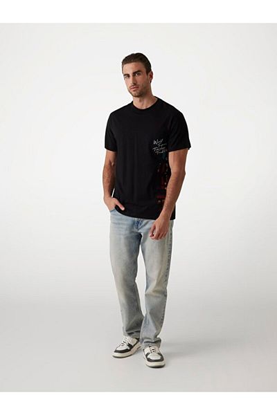 Guess Ss Cn Vertical Men's Modal Blended Regular Fit T-Shirt