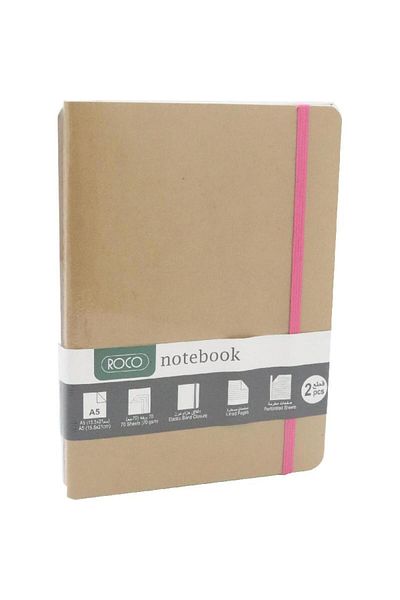 Roco Solid Notebook – A5, 140 Pages (70 Sheets), Lined, Elastic Band