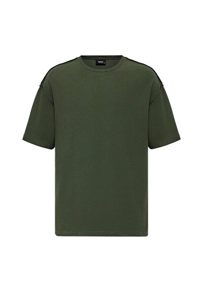 VAMOSCLO Πίσω κείμενο με τύπωμα oversized Πλεκτό μπλουζάκι Χακί