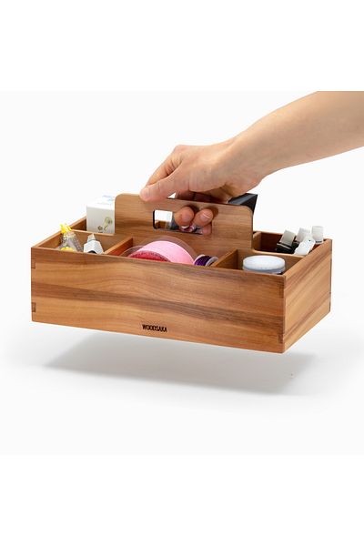 Woodsaka Кутия за аксесоари с 6 отделения и дръжка