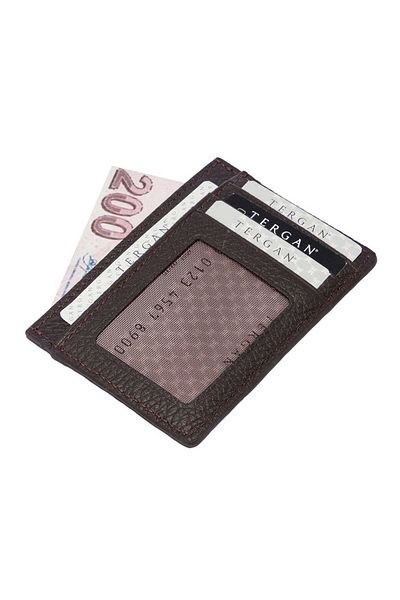 Tergan Brown Leather Unisex Credit Card Holder - S1Kk00001676-A42