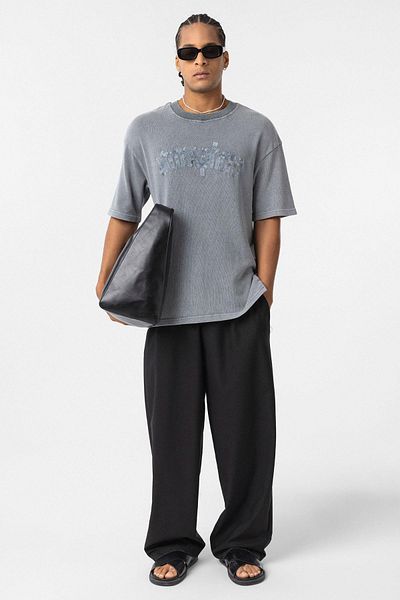 VAMOSCLO Washable Oversize Printed T-Shirt Gray