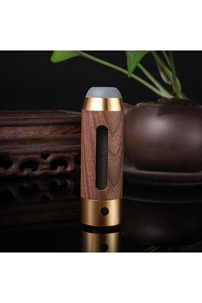 Influential Tech Portable Walnut Wood Ashtray with USB Lighter, Cigarette Holder, 3 Sleeves, Gold
