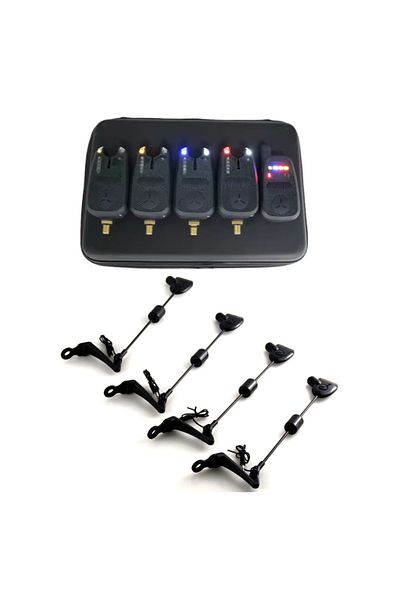 FishEdge Set profesional pentru pescuitul crapului, FishEdge Gri Închis, format din 4 senzori + receptor, 4 swingere,