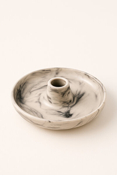 Hyge Siyah Mermer Desenli Seramik Tütsülük | Black Marble Pattern Holder | Pa...