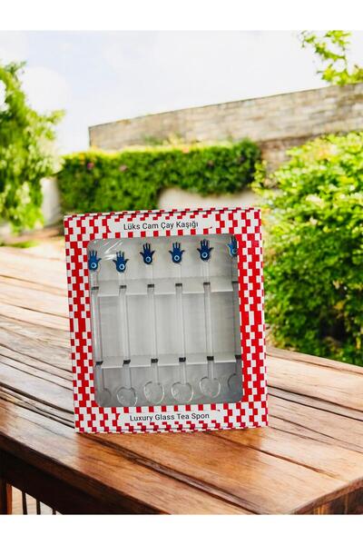 Arsglass Eyed Fatma Hand 6 Piece Glass Tea Spoon Set