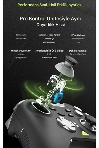 pxn P5 Kablosuz Oyun Denetleyicisi Hall Etkisi Gamepad Joystick Oyun Kolu Switch/PC/iOS/Android
