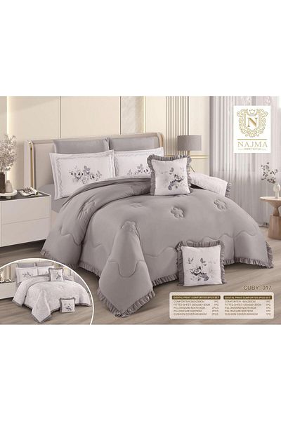 NAJAH Plain double-sided double bed sheet, 5 pieces, 120 x 200 cm bed, 180 x 230 cm quilt