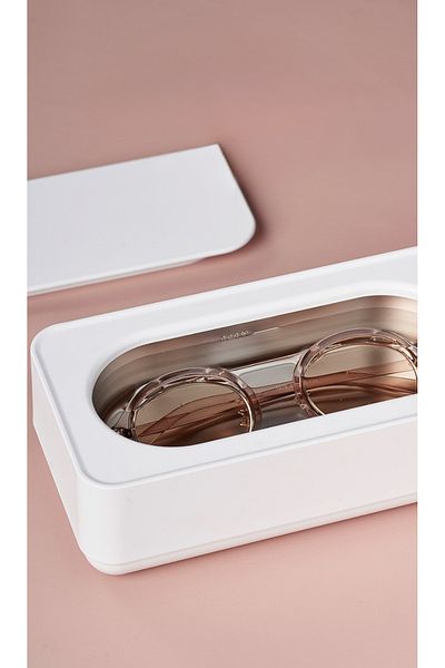 Influential Tech Ultrasonic Cleaner for Jewelry, Glasses & Cosmetics, 350ml, 45kHz, White, Portable