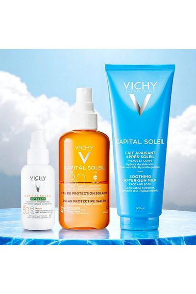 Vichy Capital Soleil Set: SPF50+ Fluid 50ml, SPF30 Sun Water 200ml, After Sun Milk 300ml